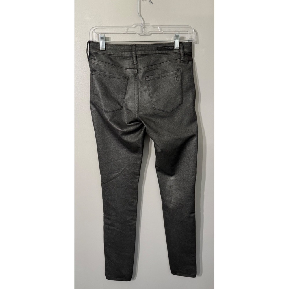 Articles of Society Sarah Coated Skinny Fit Jeans Black Womans Size 24 Mid Rise - Picture 2 of 9